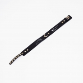 Черный кожаный ошейник с золотистой фурнитурой - Crazy Handmade - купить с доставкой в Находке