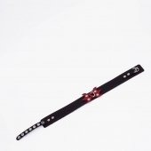 Черный ошейник с красным декором и строчкой - Crazy Handmade - купить с доставкой в Находке