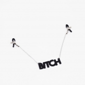Зажимы на соски с кожаной подвеской Bitch - Crazy Handmade - купить с доставкой в Находке
