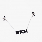Зажимы на соски с кожаной подвеской Bitch - Crazy Handmade - купить с доставкой в Находке