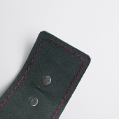 Черные кожаные наручники с красной строчкой - Crazy Handmade - купить с доставкой в Находке