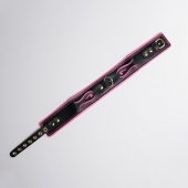 Черно-розовый ошейник с золотистой фурнитурой - Crazy Handmade - купить с доставкой в Находке