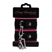 Черно-розовые скругленные наручники с мягкой подкладкой - Crazy Handmade - купить с доставкой в Находке