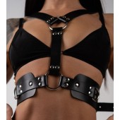 Черная кожаная двусторонняя портупея - Crazy Handmade - купить с доставкой в Находке