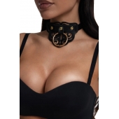 Черный чокер с клепками и золотистой фурнитурой - Crazy Handmade - купить с доставкой в Находке