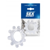 Прозрачное эрекционное кольцо со стимулирующими шариками - Sex Expert - в Находке купить с доставкой