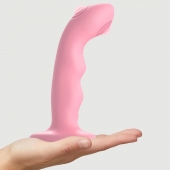 Розовая насадка-стимулятор Strap-On-Me Tapping Dildo Wave - Strap-on-me - купить с доставкой в Находке