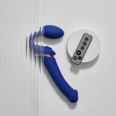 Синий безремневой страпон Multi Orgasm Bendable Strap-On size XL с клиторальной стимуляцией - Strap-on-me - купить с доставкой в Находке