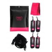 Черно-розовый эротический набор: фиксатор, оковы, наручники, повязка - Erokay - купить с доставкой в Находке