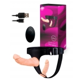 Женский страпон с 2 насадками, вибрацией и пультом ДУ - Erowoman-Eroman - купить с доставкой в Находке