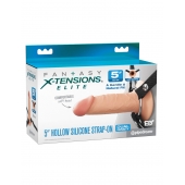 Телесный пустотелый фаллопротез 5’’ Hollow Silicone Strap-On - 14 см. - Pipedream - купить с доставкой в Находке