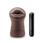Коричневый мастурбатор-ротик Krystal Vibrating Masturbator - Blush Novelties - в Находке купить с доставкой