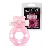 Розовое эрекционное виброкольцо в форме мишки - 1137 - в Находке купить с доставкой