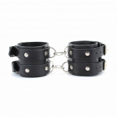 Черные кожаные оковы с двумя пряжками - БДСМ Арсенал - купить с доставкой в Находке