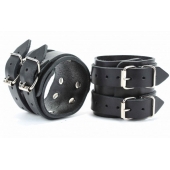 Черные кожаные оковы с двумя пряжками - БДСМ Арсенал - купить с доставкой в Находке