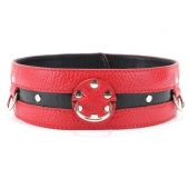 Черно-красный кожаный ошейник увеличенного размера - БДСМ Арсенал - купить с доставкой в Находке