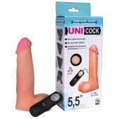Фаллическая насадка Харнесс UNICOCK 5,5  с вибрацией - 17 см. - LOVETOY (А-Полимер) - купить с доставкой в Находке