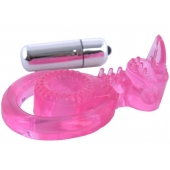 Розовая вибронасадка со стимулятор клитора   Язычок - Toyfa Basic - в Находке купить с доставкой