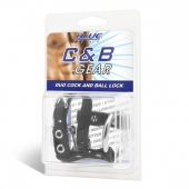 Утяжка на пенис на замочке Duo Cock And Ball Lock - BlueLine - купить с доставкой в Находке