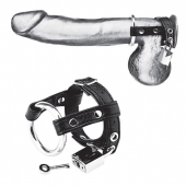Утяжка на пенис на замочке Duo Cock And Ball Lock - BlueLine - купить с доставкой в Находке