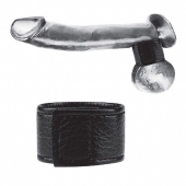 Чёрная утяжка на мошонку 1  Velcro Ball Stretcher - BlueLine - купить с доставкой в Находке