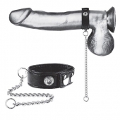 Утяжка на пенис с поводком Snap Cock Ring With 12  Leash - BlueLine - купить с доставкой в Находке