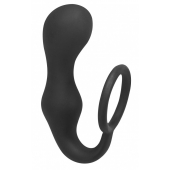 Чёрное эрекционное кольцо с анальной пробкой Double Pleasure Anal Plug - Lola Games - в Находке купить с доставкой