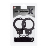 Чёрные наручники из листового металла в комплекте с веревкой BONDX METAL CUFFS LOVE ROPE SET - Dream Toys - купить с доставкой в Находке