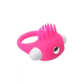 Розовое эрекционное кольцо с щеточкой LIT-UP SILICONE STIMU RING 5 - Dream Toys - в Находке купить с доставкой