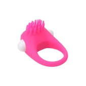 Розовое эрекционное кольцо с щеточкой LIT-UP SILICONE STIMU RING 5 - Dream Toys - в Находке купить с доставкой
