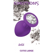 Большая фиолетовая анальная пробка Emotions Cutie Large с прозрачным кристаллом - 10 см. - Lola Games - купить с доставкой в Находке