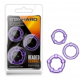 Набор из 3 фиолетовых эрекционных колец Stay Hard Beaded Cockrings - Blush Novelties - в Находке купить с доставкой