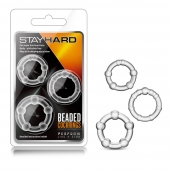Набор из 3 прозрачных эрекционных колец Stay Hard Beaded Cockrings - Blush Novelties - в Находке купить с доставкой
