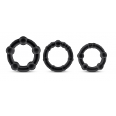 Набор из 3 чёрных эрекционных колец Stay Hard Beaded Cockrings - Blush Novelties - в Находке купить с доставкой