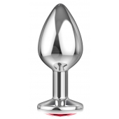 Большая серебристая анальная пробка Diamond Red Sparkle Large с красным кристаллом - 8 см. - Lola Games - купить с доставкой в Находке