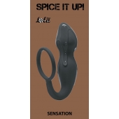 Серое эрекционное кольцо Sensation с анальным стимулятором - Lola Games - в Находке купить с доставкой