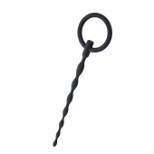 Чёрный уретральный плаг с кольцом - ToyFa - купить с доставкой в Находке