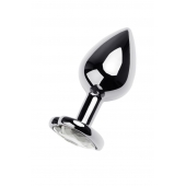 Серебристая анальная пробка с прозрачным кристаллом-сердцем - 8 см. - ToyFa - купить с доставкой в Находке