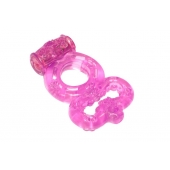 Розовое эрекционное кольцо Rings Treadle с подхватом - Lola Games - в Находке купить с доставкой