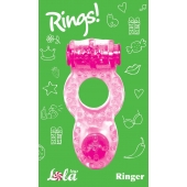 Розовое эрекционное кольцо с вибрацией Rings Ringer - Lola Games - в Находке купить с доставкой