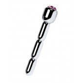 Серебристый уретральный плаг со стразом - 7 см. - ToyFa - купить с доставкой в Находке