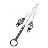 Черно-серебристые зажимы для сосков с кольцом для пениса TOYFA Metal - ToyFa - купить с доставкой в Находке