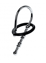 Серебристый уретральный плаг-бусины TOYFA Metal с мягким фиксириющим кольцом - ToyFa - купить с доставкой в Находке