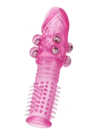 Стимулирующая розовая насадка с шишечками и шипами - 13,5 см. - Toyfa Basic - в Находке купить с доставкой