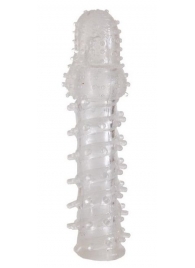 Прозрачная, закрытая насадка с шипами и точками - 13,5 см. - Toyfa Basic - в Находке купить с доставкой