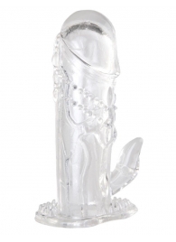 Прозрачная гелевая насадка с клиторальным отростком - 13 см. - Toyfa Basic - в Находке купить с доставкой