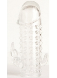 Гелевая прозрачная насадка с 2 отростками - 13 см. - Toyfa Basic - в Находке купить с доставкой