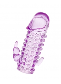 Закрытая фиолетовая насадка с 2 отростками - 13 см. - Toyfa Basic - в Находке купить с доставкой