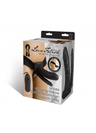 Полый страпон с двумя отростками и вибрацией Unisex Vibrating Hollow Strap-On Double Penetrating Dildo - 17,8 см. - Lux Fetish - купить с доставкой в Находке