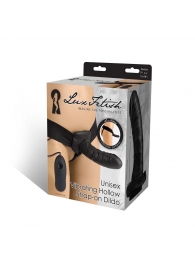 Чёрный полый страпон с вибрацией Unisex Vibrating Hollow Strap-On - 14 см. - Lux Fetish - купить с доставкой в Находке